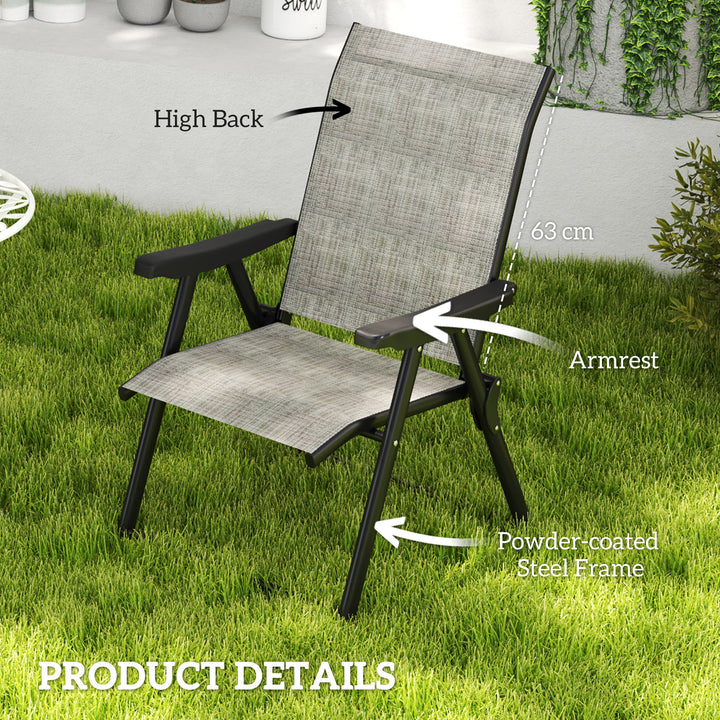 Set of Two Folding Outdoor Chairs - Black/Grey