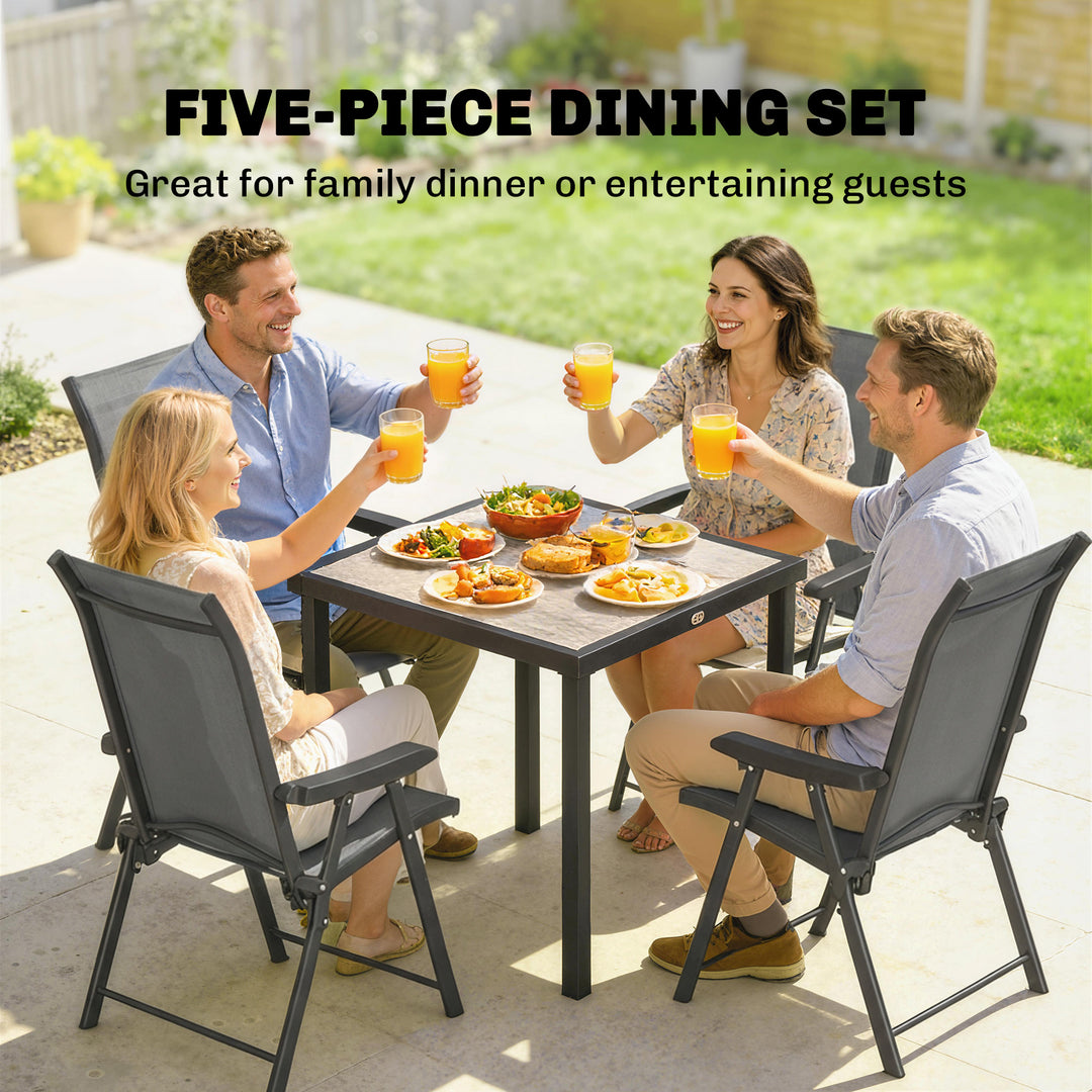 5 Pieces Outdoor Dining Set, Garden Dining Set for 4 with Square Table