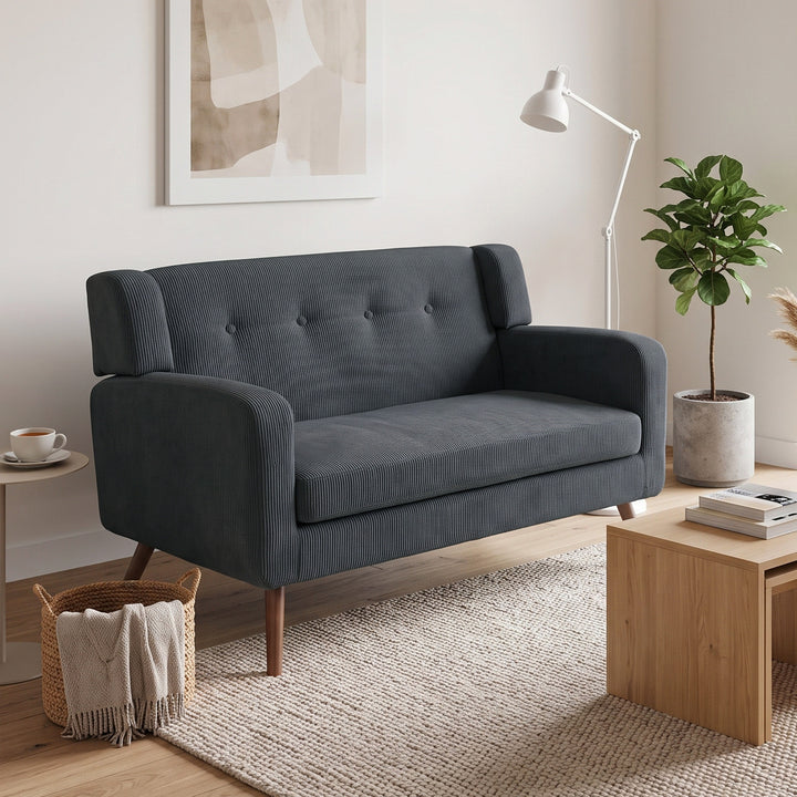 2 Seater Sofa, 118 cm Corduroy Small Loveseat with Spring Cushion - view 2