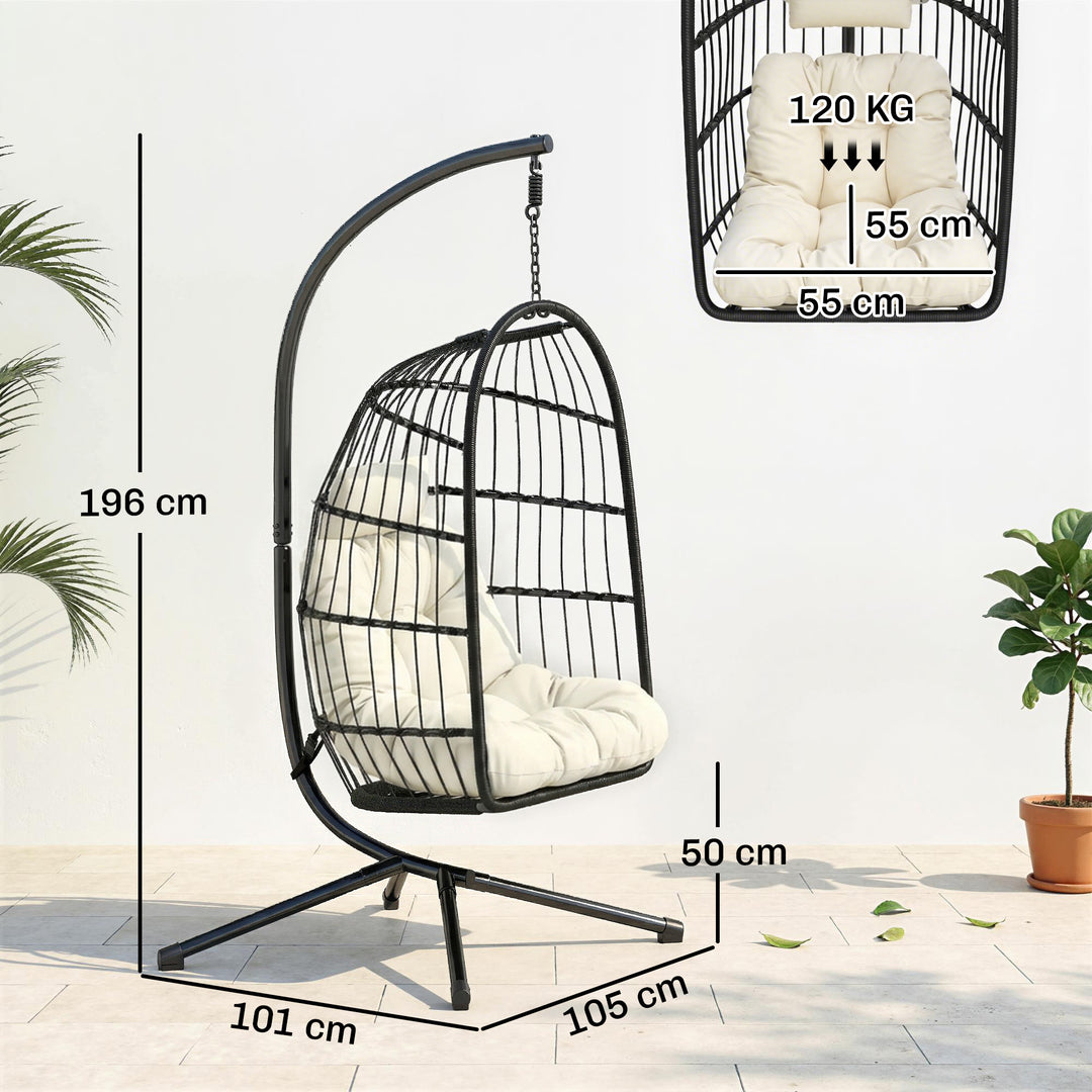 Hanging Egg Chair, Indoor Outdoor Hammock Swing Chair with Stand, Safe