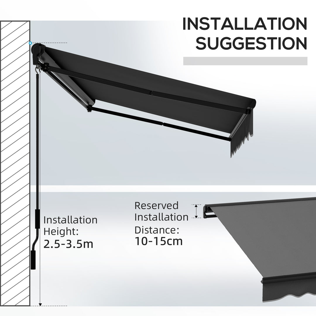 3 x 2m Aluminium Frame Electric Awning, with Remote - Dark Grey