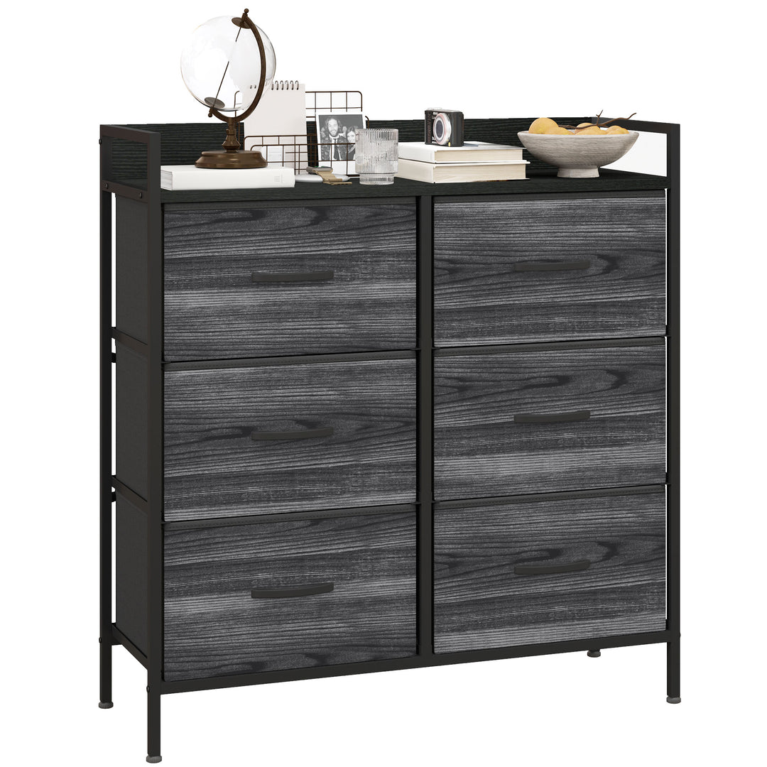 Rustic Chest of Six Fabric Drawers - Black