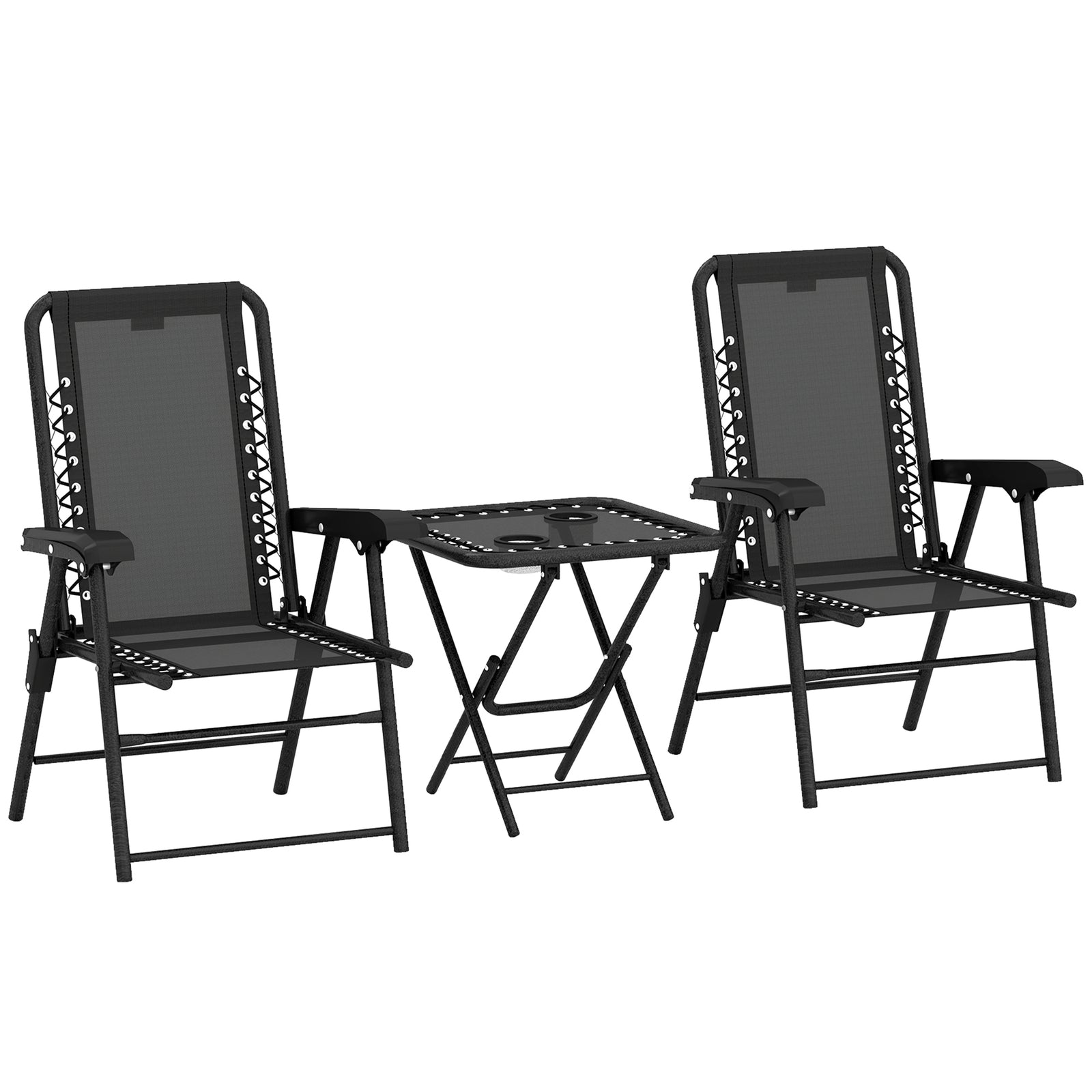 Three-Piece Garden Table and Chair Set - Black