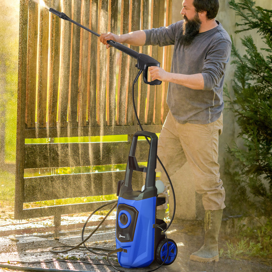 1800W High Pressure Washer, 150 Bar Pressure, 510 L/h Flow, High-Performance Portable Power Jet Wash Cleaner Blue