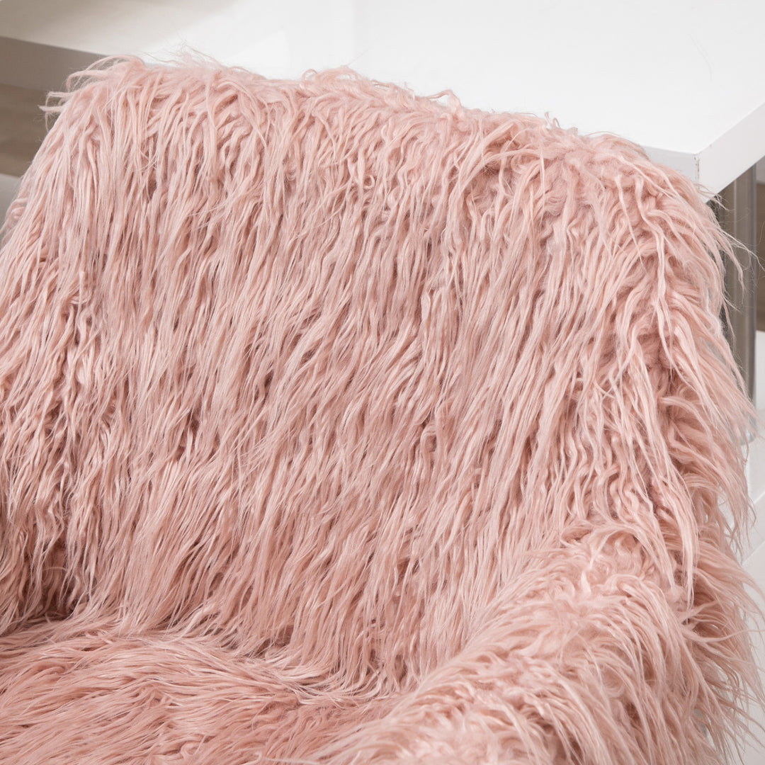 Faux Fur Desk Chair, Rolling Swivel Makeup Chair with Adjustable Heigh