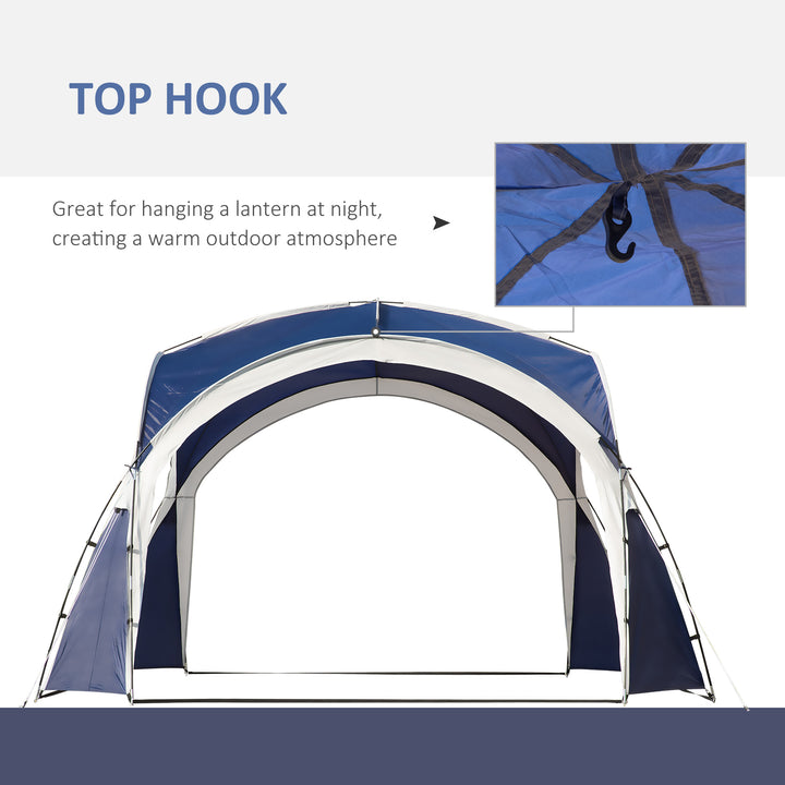3.5 x 3.5M Camping Gazebo, Outdoor Event Shelter Dome Tent Garden Sun Shelter Patio Spire Arc Pavilion Camp Sun Shade Tent for 6-8 Person, Blue and Grey
