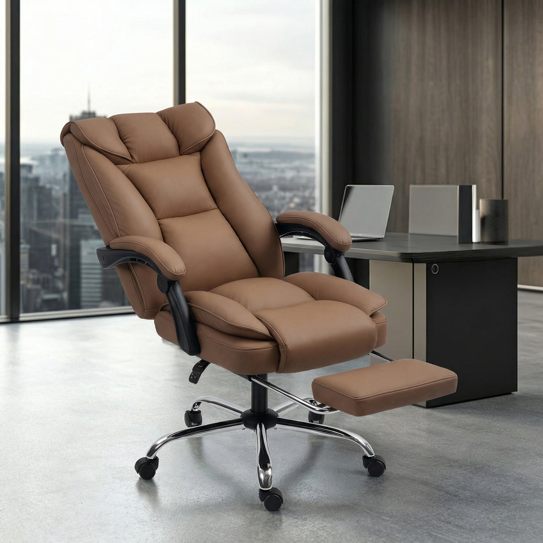 155° Reclining Faux Leather Swivel Office Chair