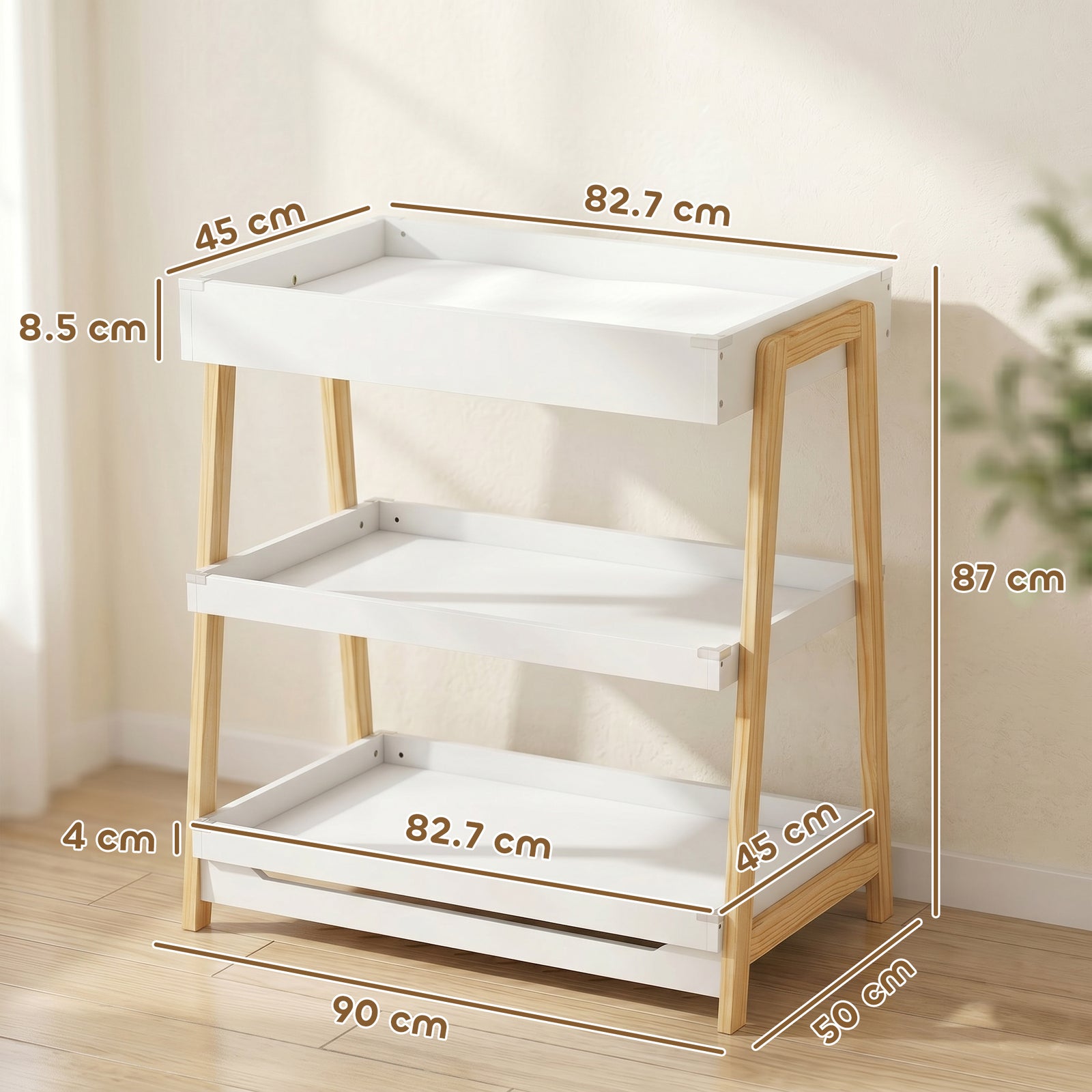 Baby Changing Table with 2 Storage Shelves, Nursery Diaper Changing Un