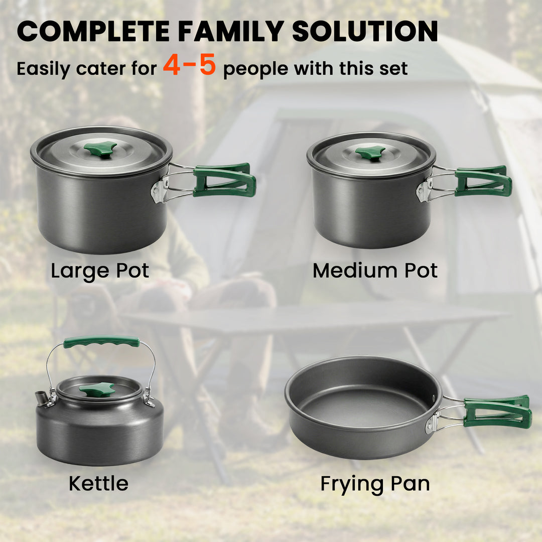 Camping Cookware Set for 4-5 People, Lightweight Aluminium Camping Coo