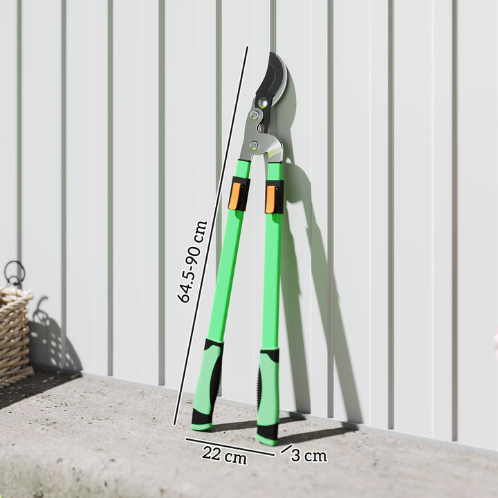 Telescopic Loppers 64.5-90 cm, Extendable Garden Loppers Heavy Duty with Steel Blade and Adjustable Handles, Tree Trimmer for Branches, Bushes, Shrubs, Green