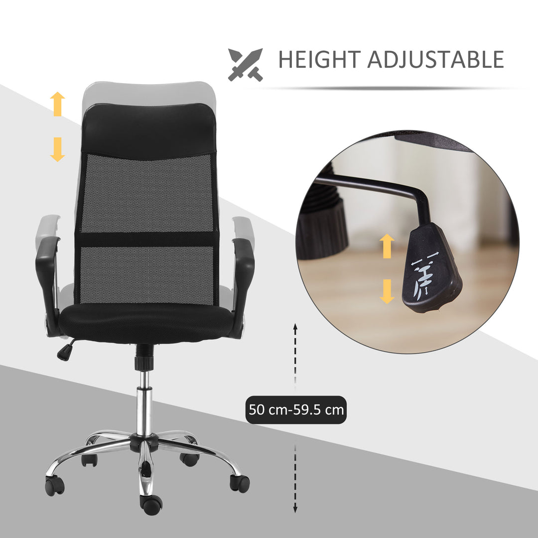 HOMCOM Ergonomic Office Chair Mesh Chair with Adjustable Height Tilt Function Black | Aosom UK