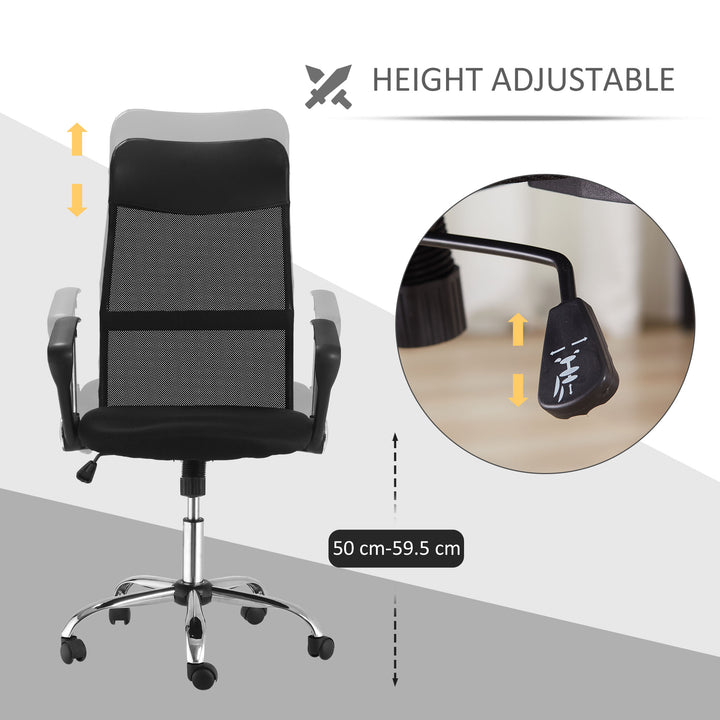 HOMCOM Ergonomic Office Chair Mesh Chair with Adjustable Height Tilt Function Black | Aosom UK