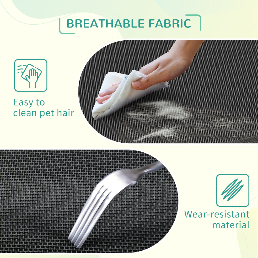 Elevated Pet Bed Cooling Raised Cot Style Bed for Large Medium Sized Dogs with Non-slip Pads Steel Frame Breathable Mesh Fabric, 110 x 75 x 20 cm - Black