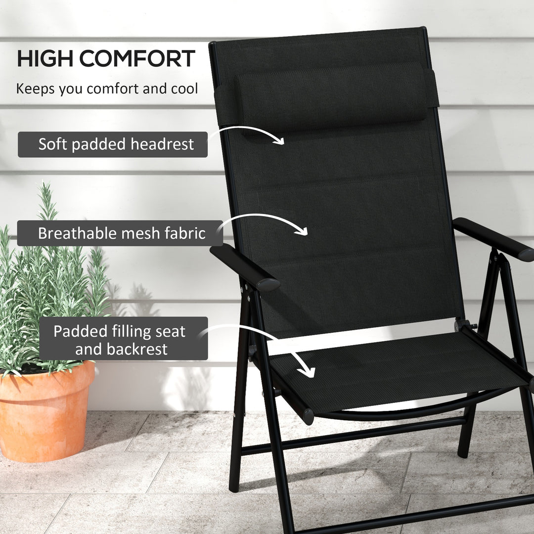 Set of Two Padded Garden Chairs - Black