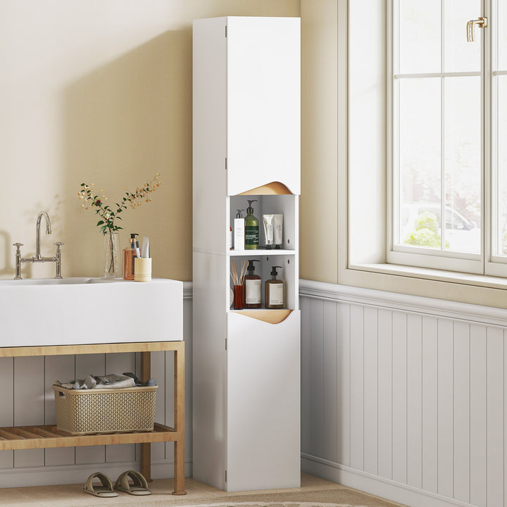 Tall Slim Bathroom Cabinet with 2 Doors, 2 Shelves