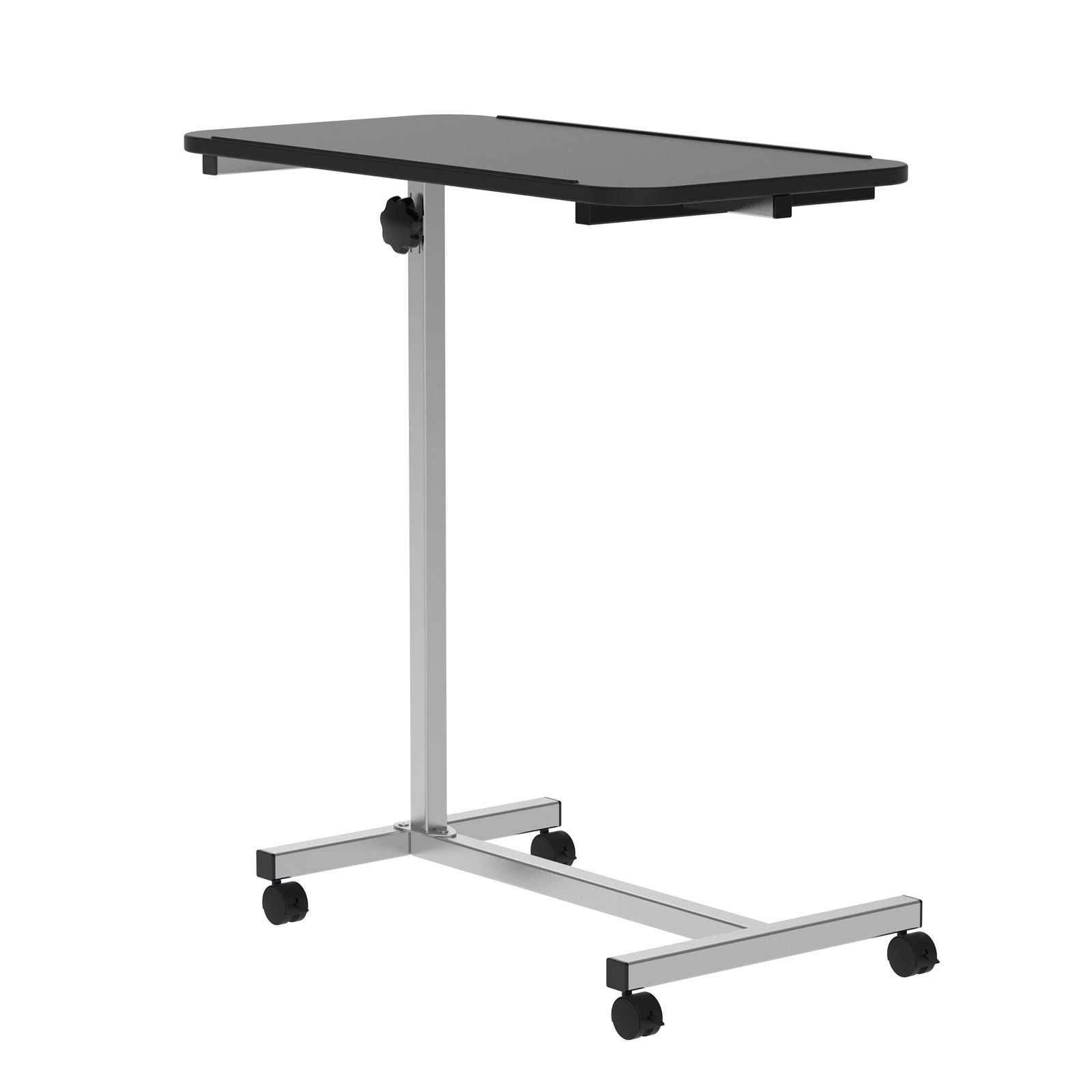 Height Adjustable Over Bed Table with Wheels, C Shaped Laptop Desk, Portable Hospital Bed Table for Living Room, Bedroom, Black