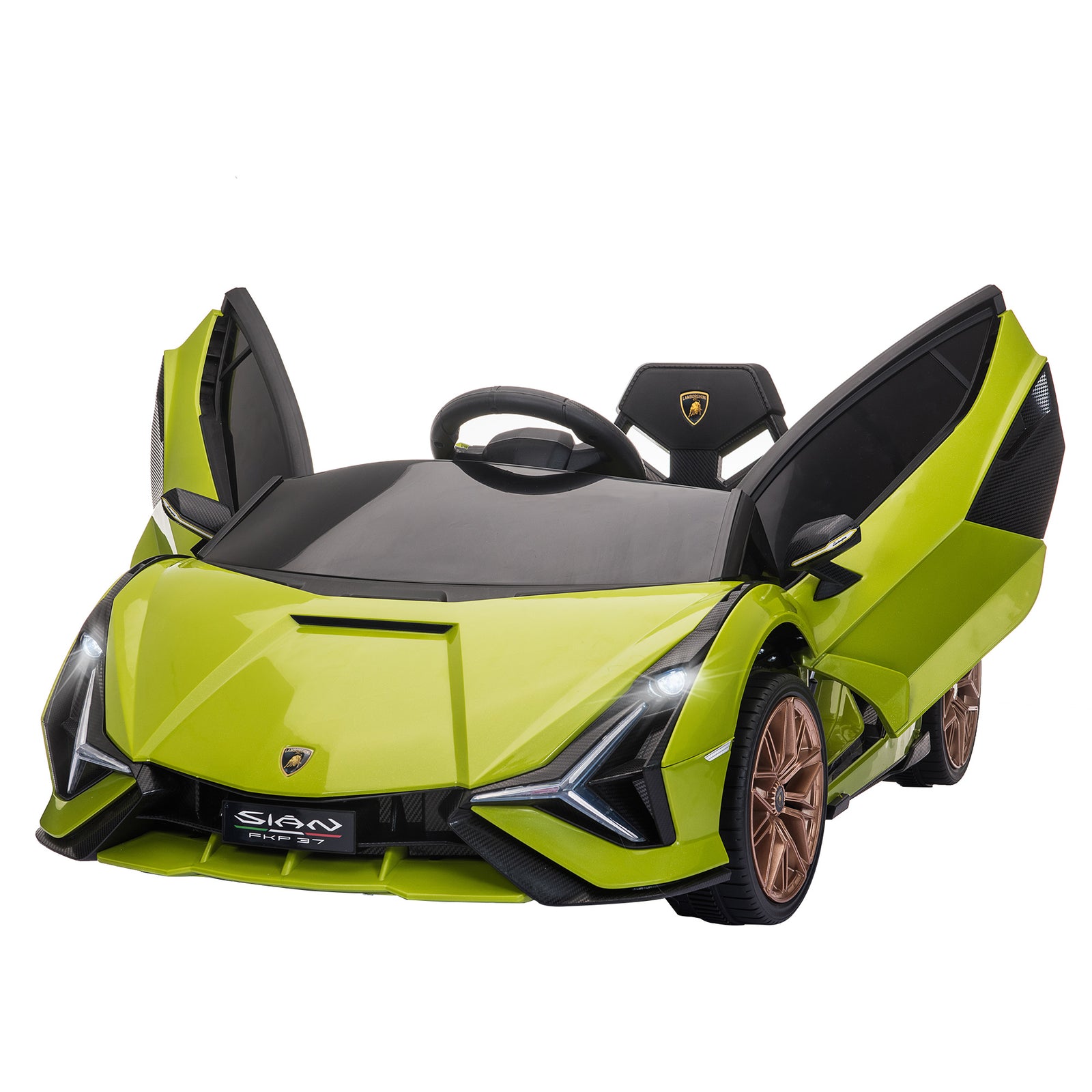 Lamborghini Sian Licensed 12V Kids Electric Ride On Car 2 Motors Toy Car with Remote Control Music Lights MP3 for 3-5 Years Green