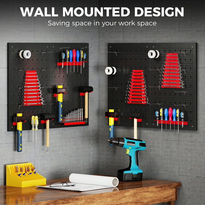 38 Pcs Wall-Mounted Pegboard with 4 Boards, Garage Tool Storage Unit B