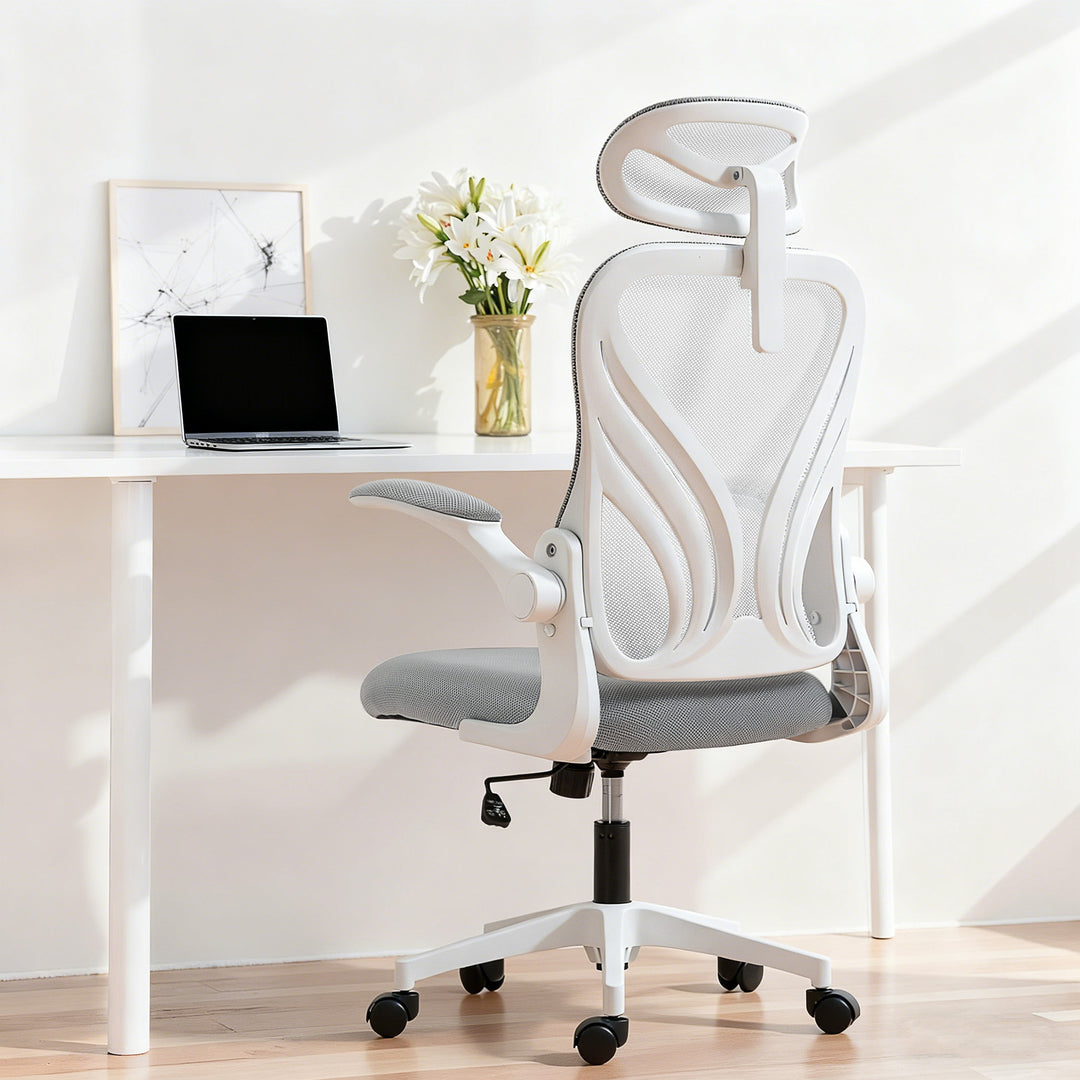 Ergonomic Office Chair with Foldable Backrest, 2D Headrest