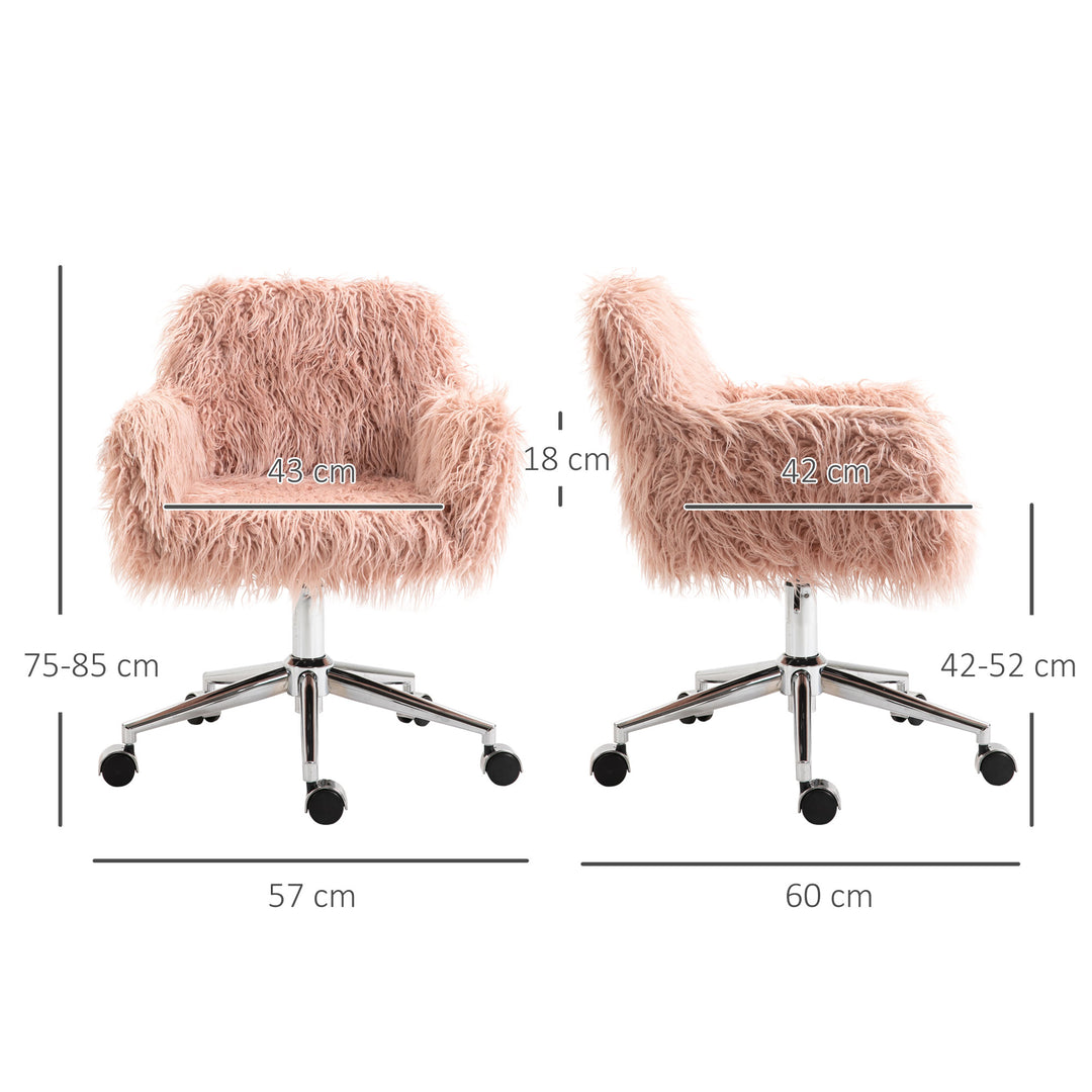 Faux Fur Desk Chair, Rolling Swivel Makeup Chair with Adjustable Heigh