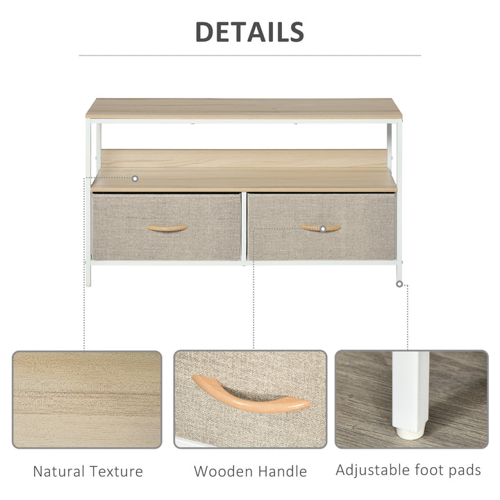 TV Stand Cabinet with 2 Foldable Drawers - Maple Colour