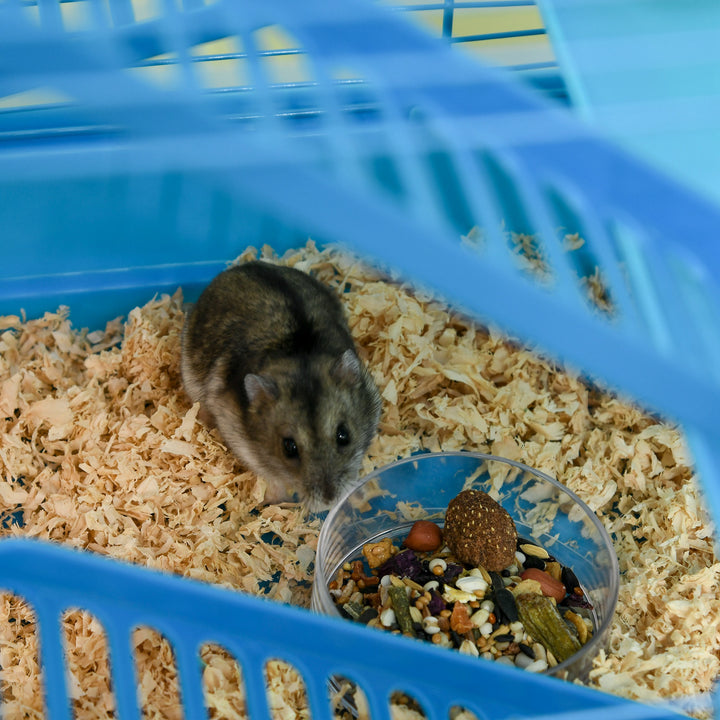 5 Tier Hamster Cage Carrier Habitat with Exercise Wheels Tunnel Tube Water Bottle Dishes House Ladder for Dwarf Mice, Blue