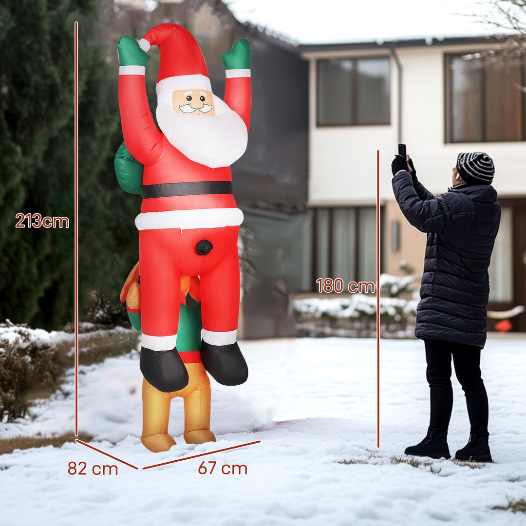MCL 7FT Hanging Christmas Inflatable Santa with Dog, Christmas Blow Up Decoration with Built-in LED Lights for Garden, Indoor Outdoor Home Decor