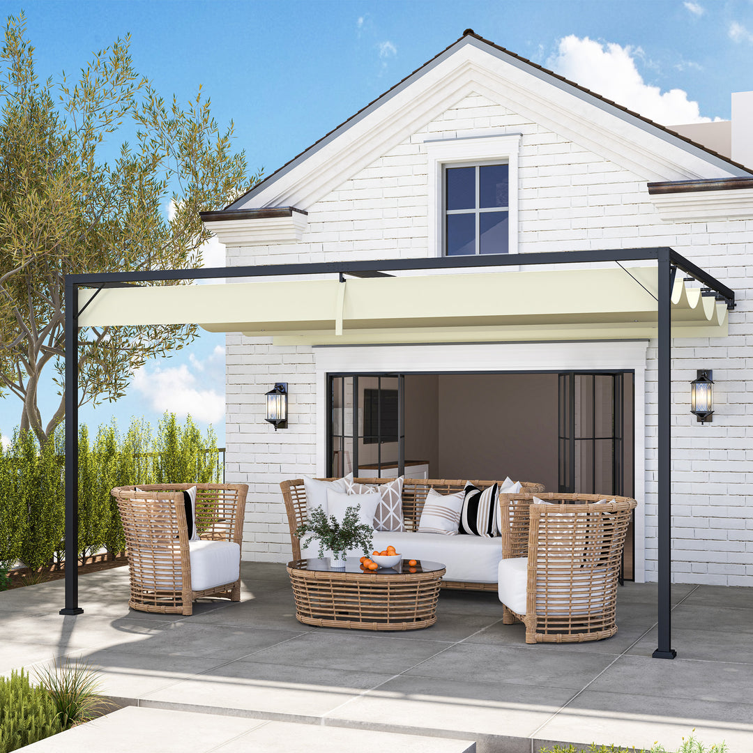 4 x 3 m Pergola, with Sliding Canopy - Cream