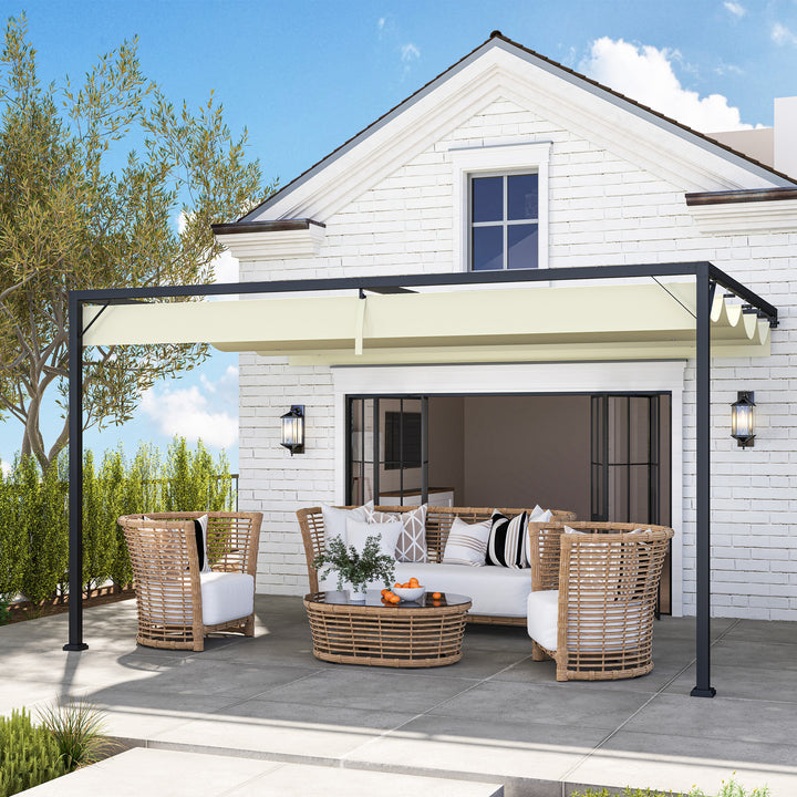 4 x 3 m Pergola, with Sliding Canopy - Cream
