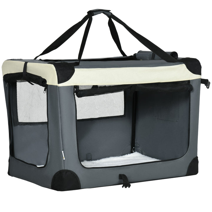 81cm Foldable Pet Carrier, with Cushion, for Medium Dogs and Cats - Grey