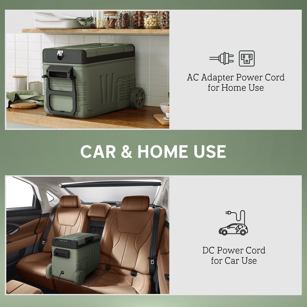 33L Camping Fridge Freezer Dual Zone, Portable Car Fridge 12V/24V DC & 100-240V AC, Electric Cool Box -20℃-20℃ with Wheels and LED Light, for Travel, RV, Road Trip, Picnic [Energy Class E]