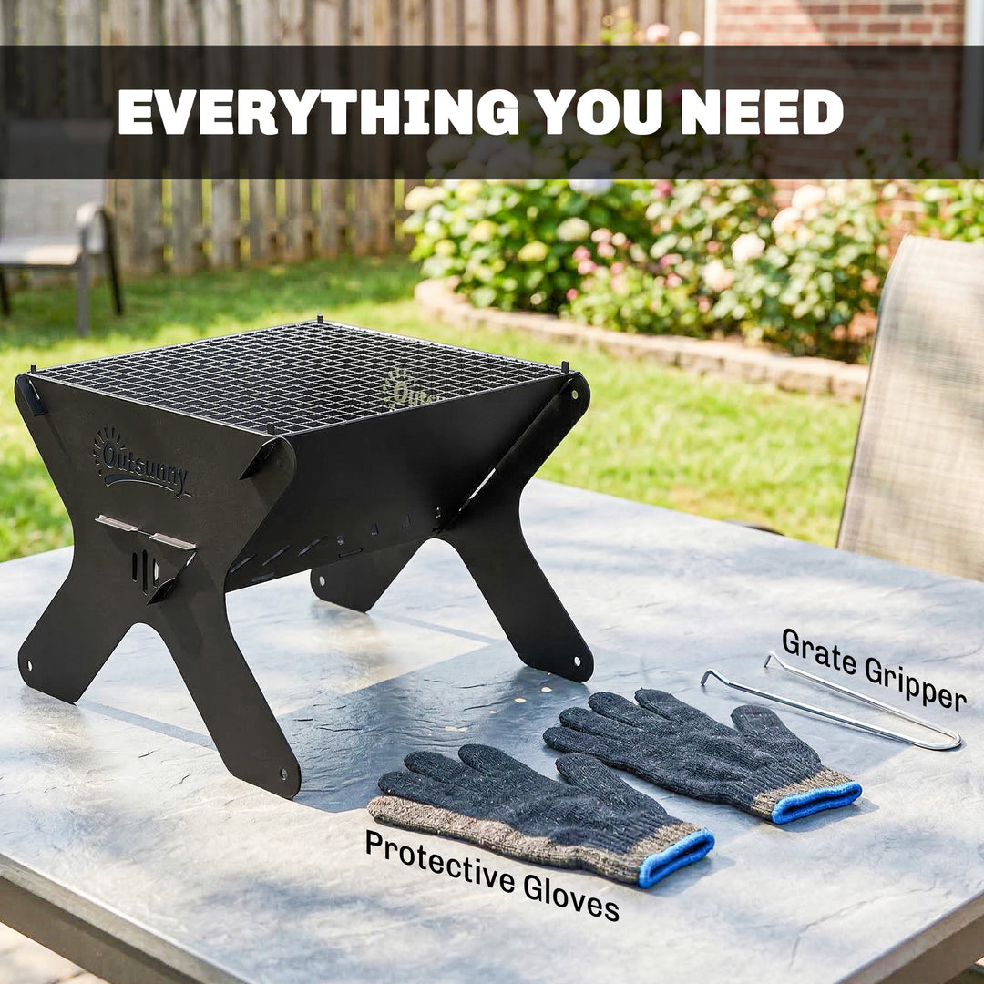 2-In-1 Portable BBQ Grill and Camping Fire Pit, Tabletop Charcoal Barb