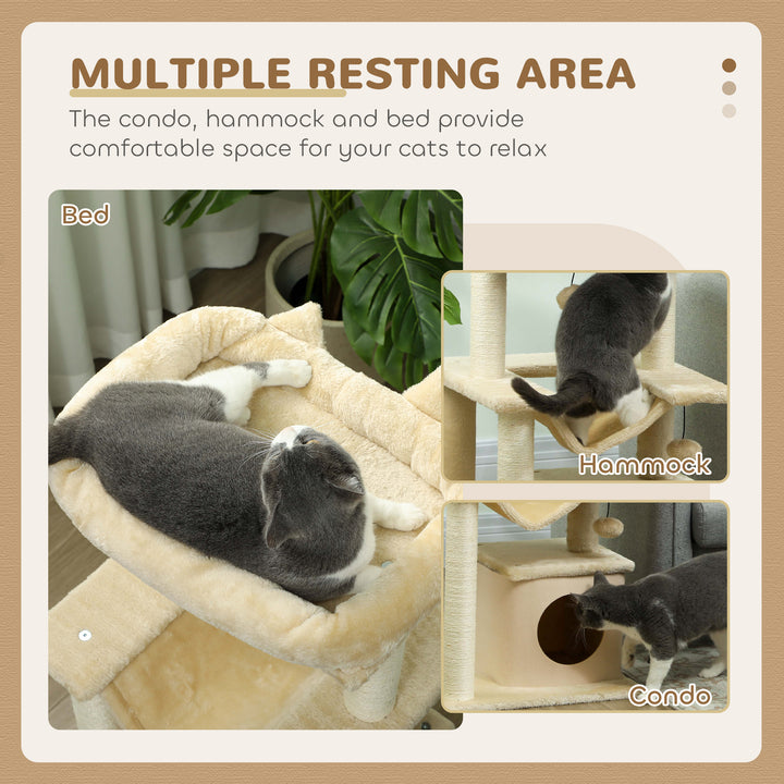Cat Tree, 90cm Cat Tower with Sisal Scratching Posts, Cat Condo, Hammo