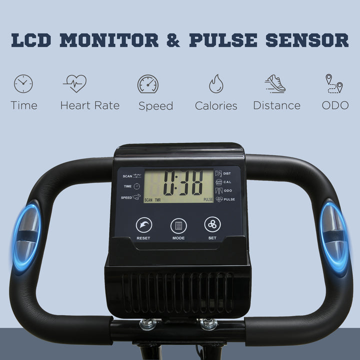 MCL 2-in-1 Folding Exercise Bike with 8-Level Magnetic Resistance, Arm Resistance Band, Pulse Sensor, Green