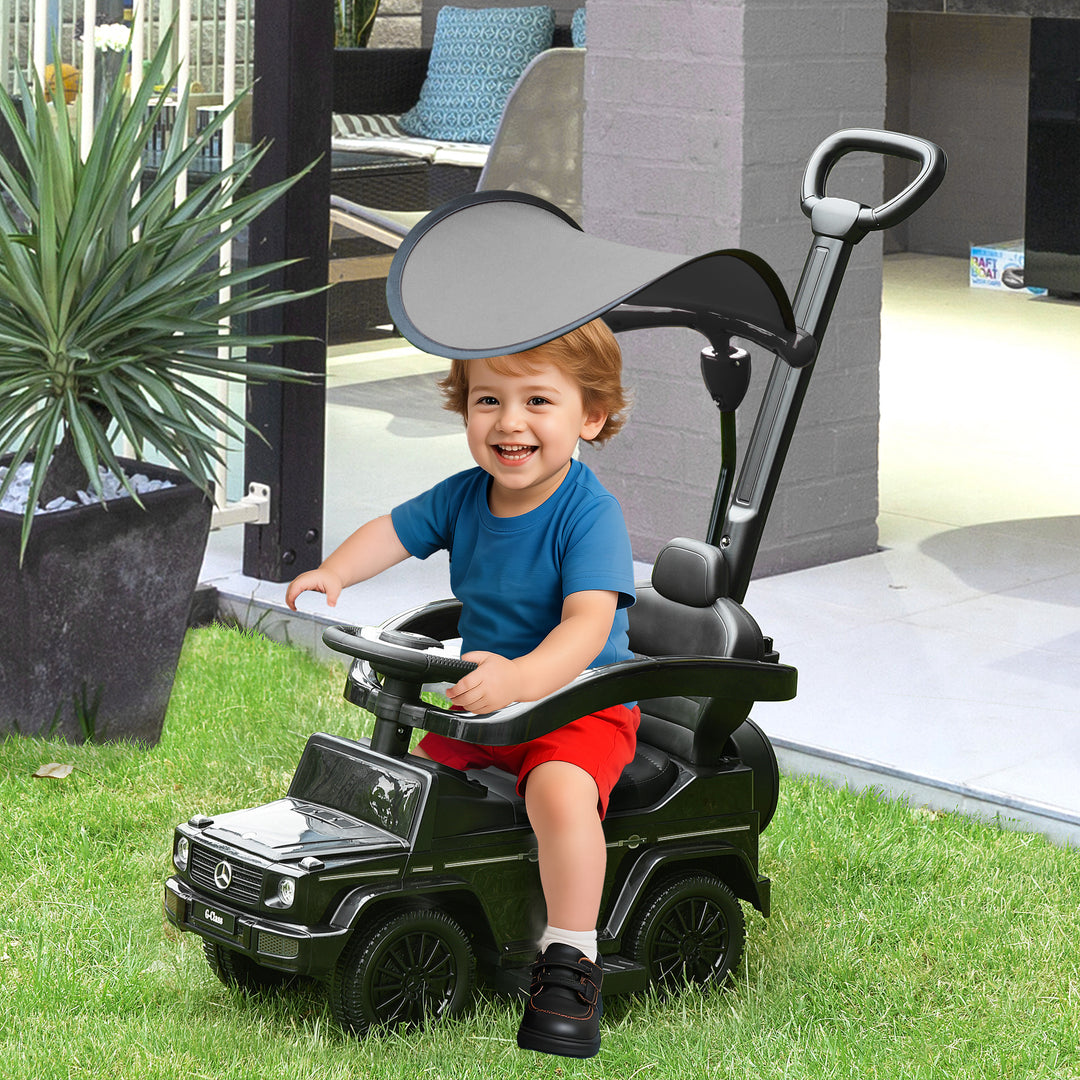 MCL 3 in 1 Kids Children Ride on Push Car Toddler Sliding Car G350 Licensed Walker Foot to Floor Slider Push-Along with Horn Steering Wheel NO POWER Manual, Black