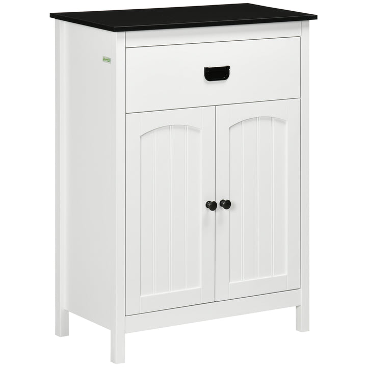 kleankin Spacious Bathroom Cabinet: White Storage Unit with Drawer, Double Door & Adjustable Shelf | Aosom UK