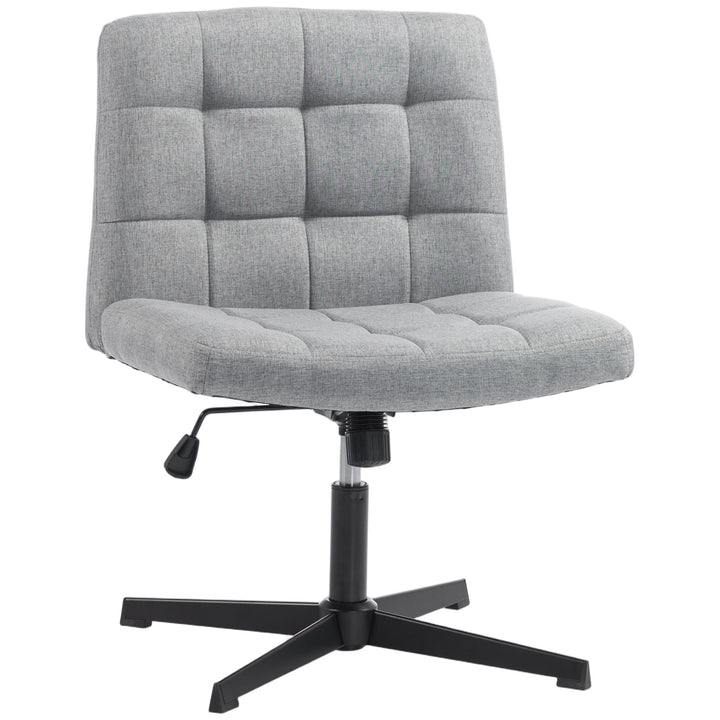 Armless Office Chair, Cross Legged Linen Computer Desk Vanity Chair - Grey