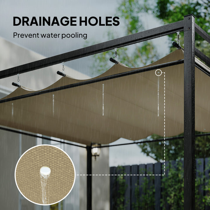 3 x 3 m Pergola with Retractable Roof Canopy and Curtains, UPF30+ Metal Frame Garden Pergola Gazebo Sun Shade