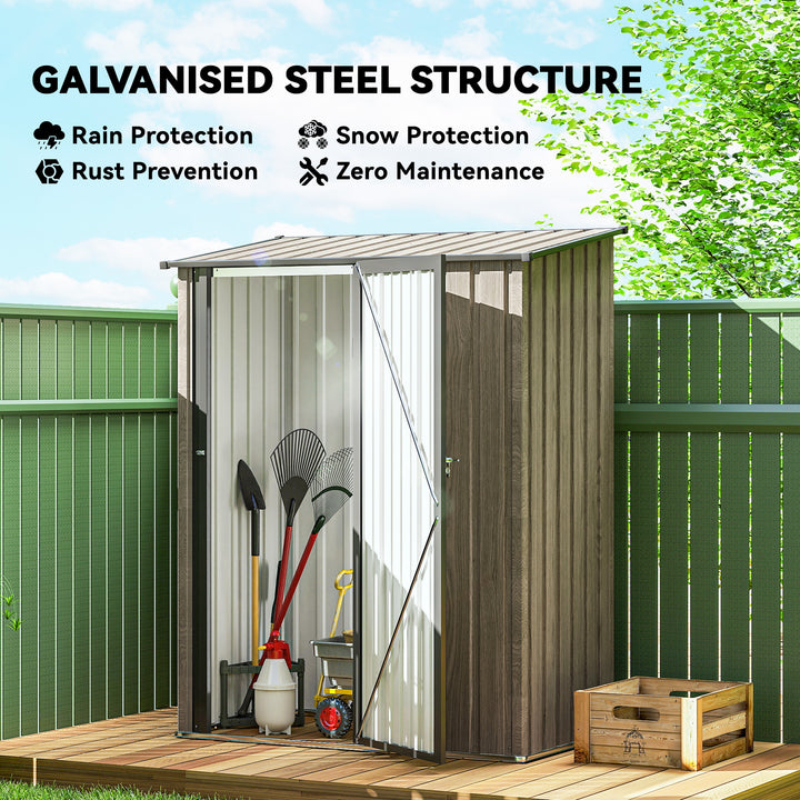5ft x 3ft Metal Garden Storage Shed, Outdoor Tool Shed with Sloped Roof, Lockable Door for Tools, Equipment, Light Grey