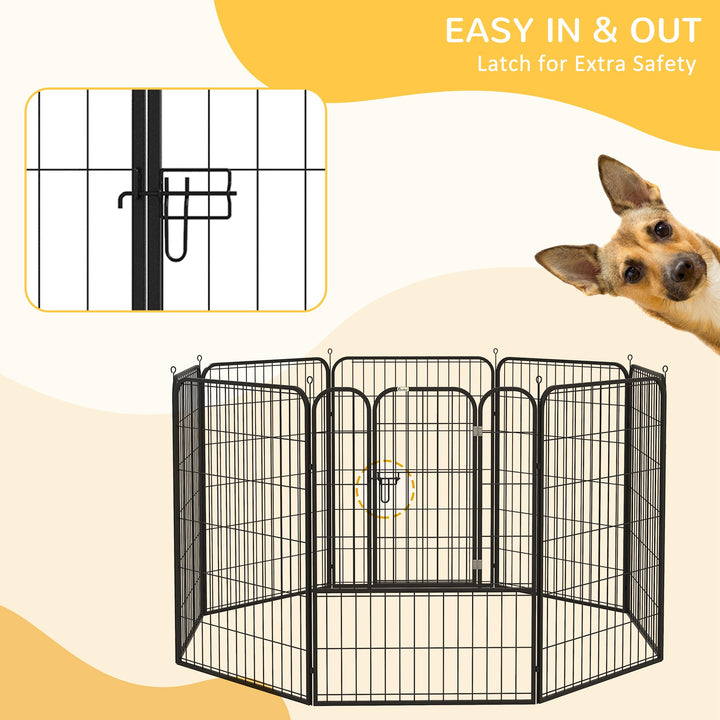 PawHut Heavy Duty 8 Panel Dog Play Pen Pet Playpen for Puppy Rabbit Enclosure Foldable Indoor Outdoor 80 x 100 cm | Aosom UK