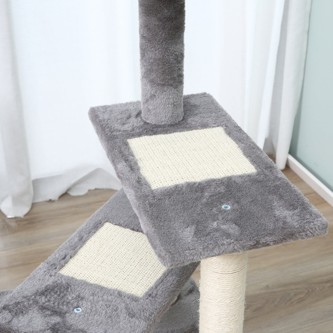 PawHut 100cm Cat Tree Uk Cat Tower Cat Tree for Large Cats, Solid Particle Board for Long Term Use, Beige & Grey | Aosom UK