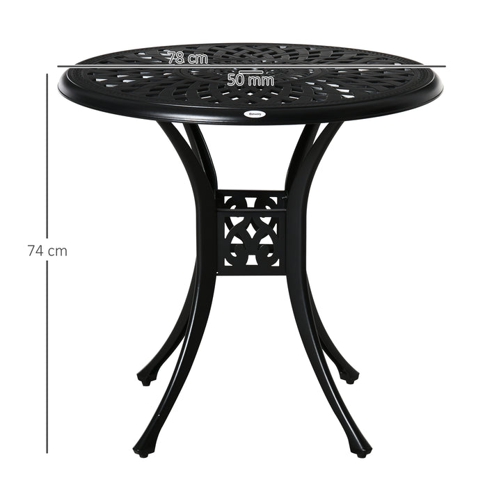 78 cm Round Garden Dining Table with Parasol Hole Antique Cast Aluminium Outdoor Table Only, Black