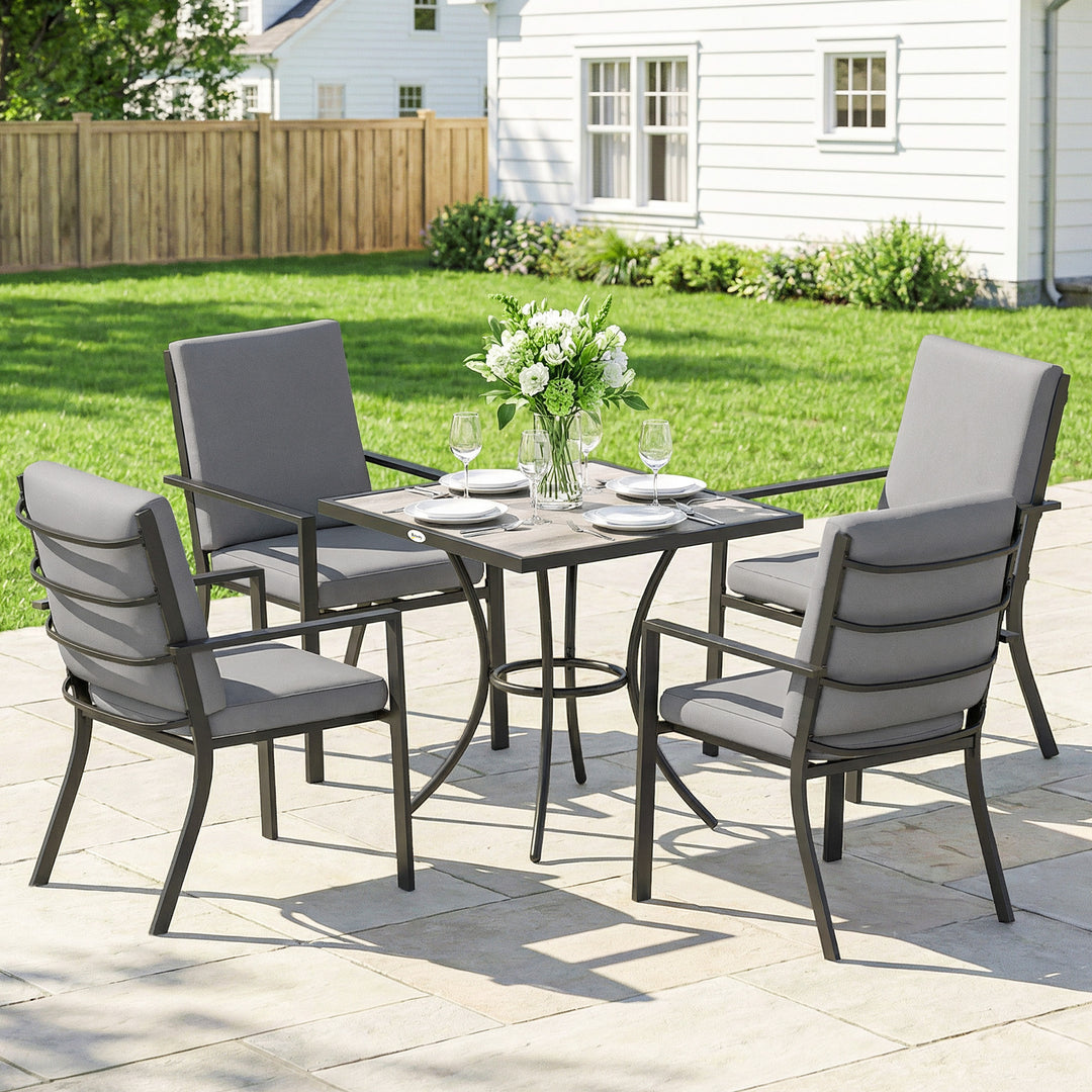 5 Pieces Outdoor Dining Set with Thick Cushions, Garden Dining Set for