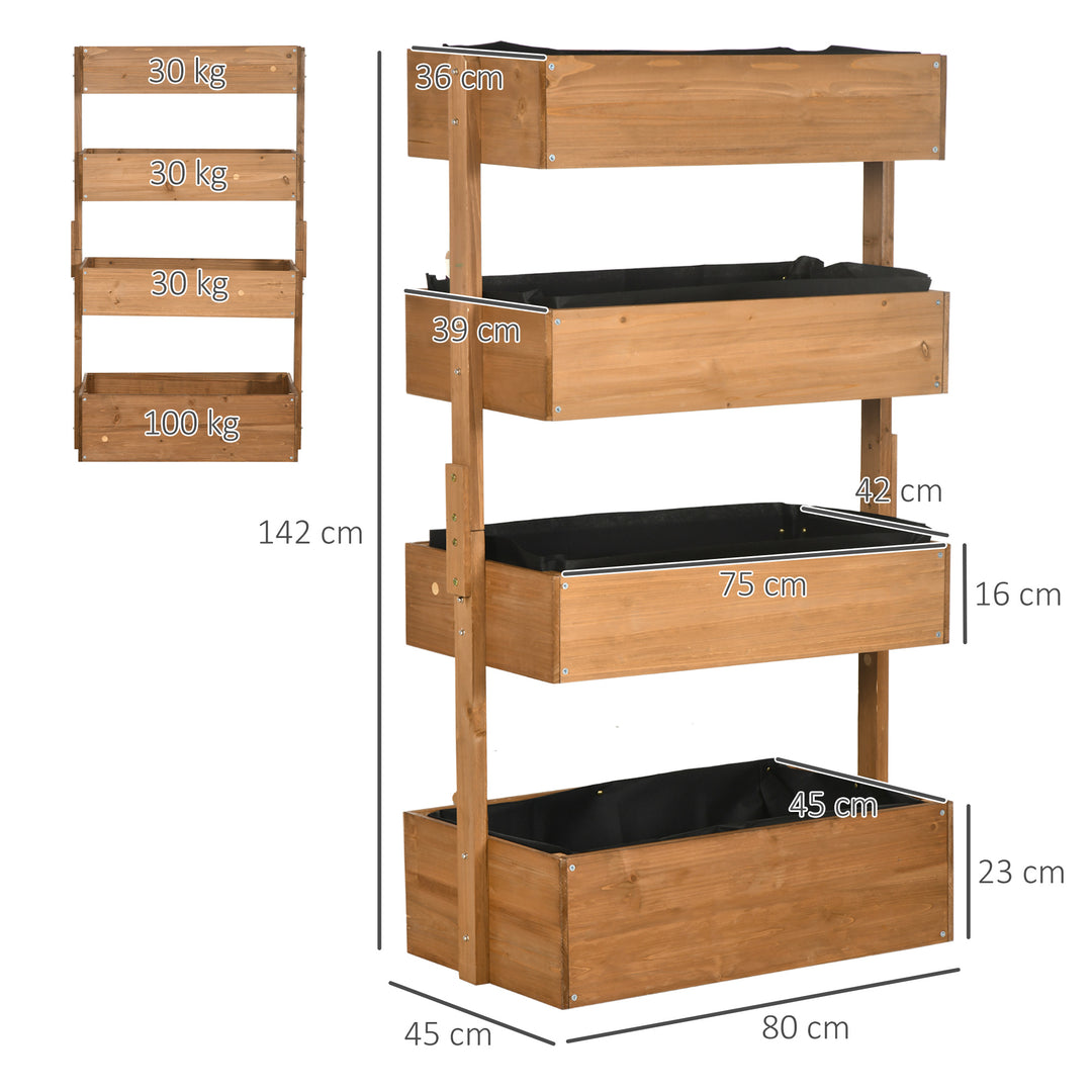 Four-Tier Basket Wooden Plant Stand - Orange