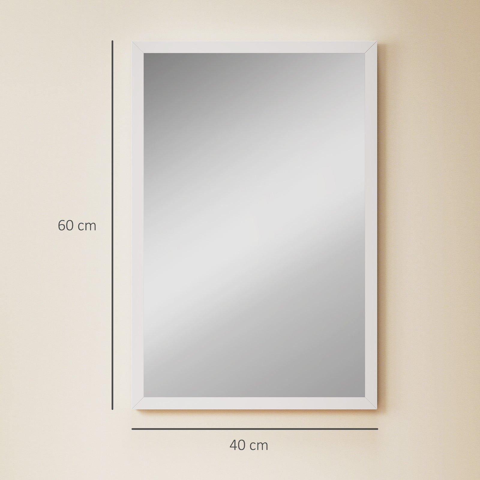 Wall Bathroom Mirror, 60 x 40 cm Wall-Mounted Mirror for Living Room, 