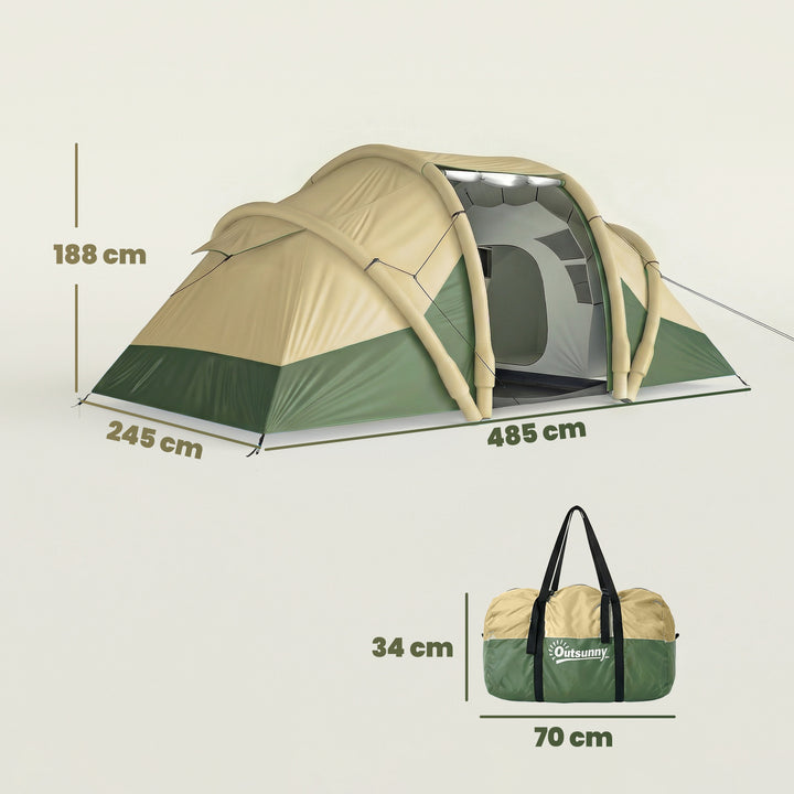 Inflatable Tent 2 Bedroom Tunnel Design Windproof Air Tent with Carry 