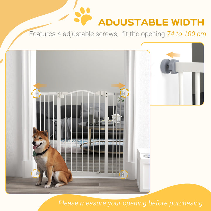 PawHut Metal Pet Safety Gate Dog Gate Folding Fence, White | Aosom UK