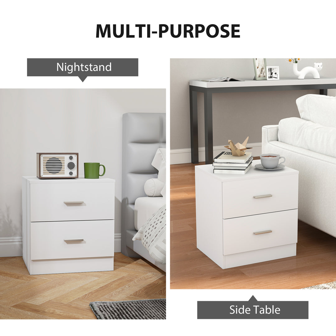 MCL Modern Bedside Table, Beside Cabinet with 2 Drawers, for Bedroom, Living Room, White