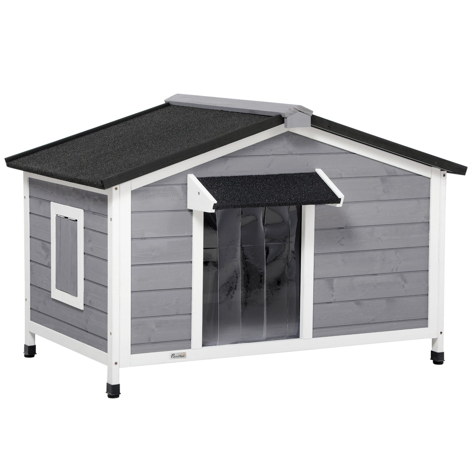 Wooden Dog Kennel for Outside, for Medium Dogs, 72H x 109L x 79Wcm, Grey