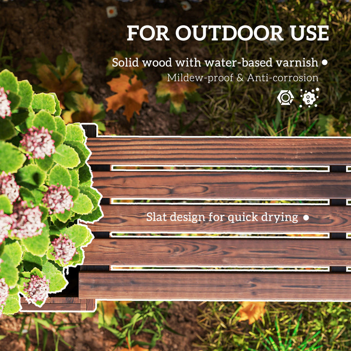Wooden Garden Planter &amp; Bench Combination Garden Raised Bed Patio Park